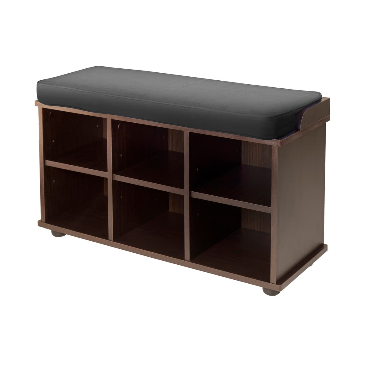 Townsend 6-Cube Storage Bench with Seat Cushion, 34" Wide, 19" High, Espresso and Black