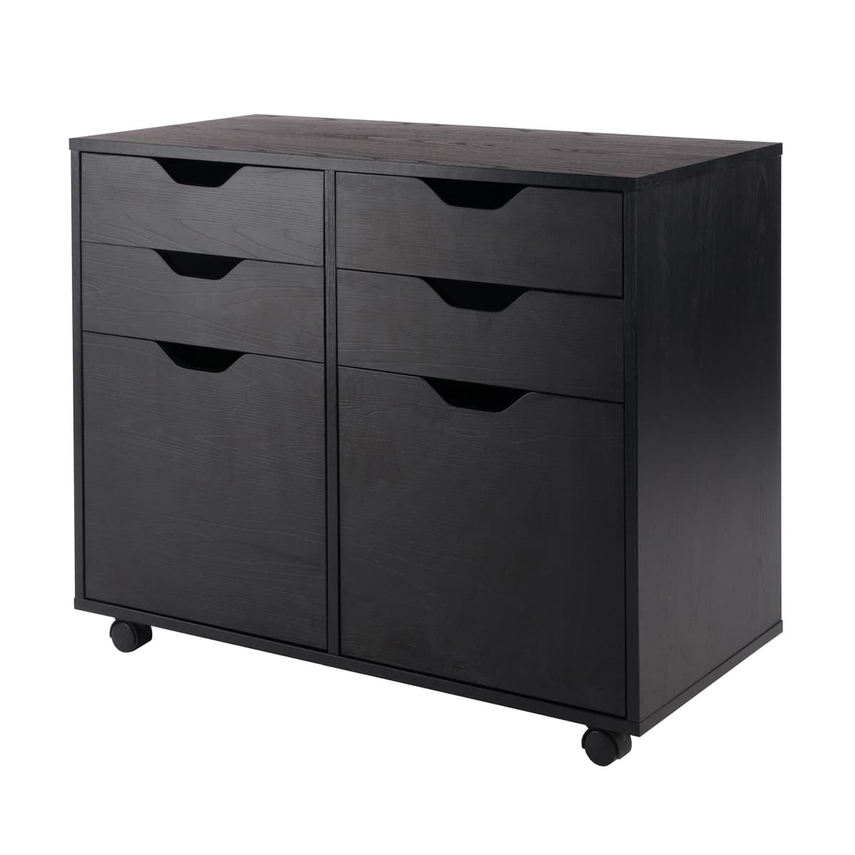 Halifax 2-Door, 4-Drawer Mobile Cabinet, Black