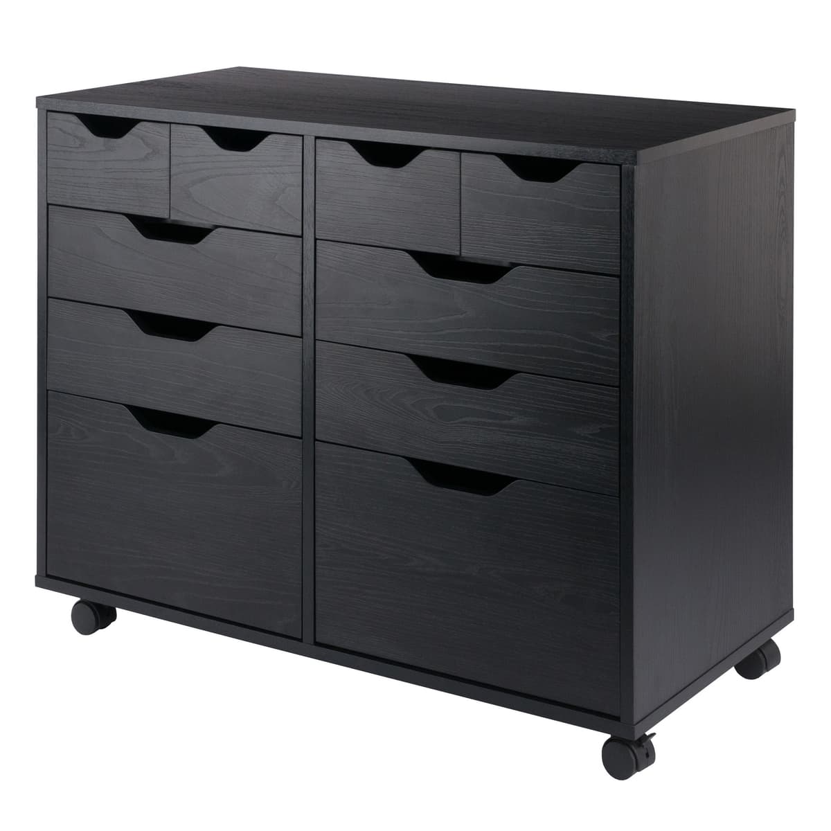 Halifax Bins & Drawers Multi-Storage Wide Mobile Cabinet,. Black