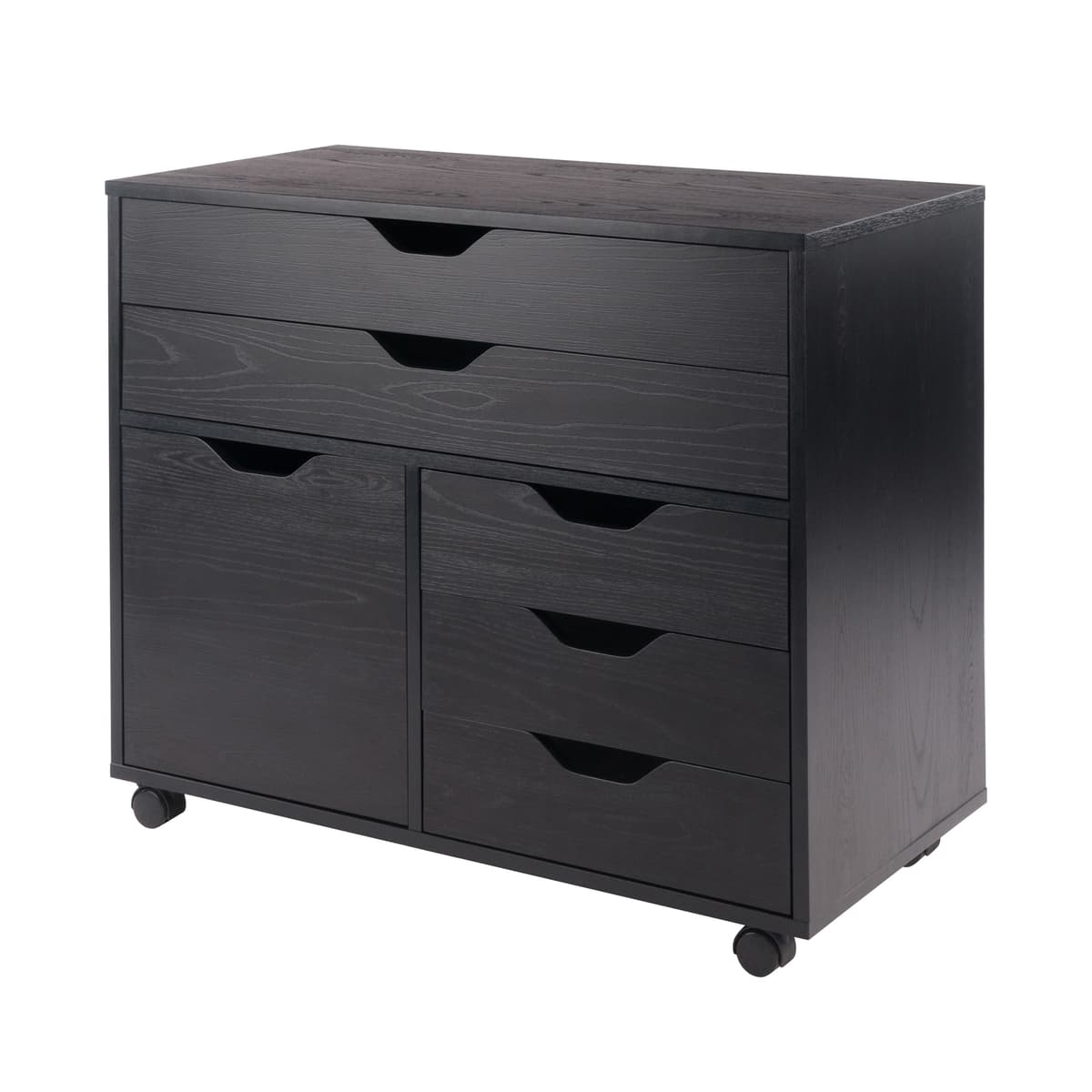 Halifax 3-Section Multi-Storage Mobile Cabinet, Black