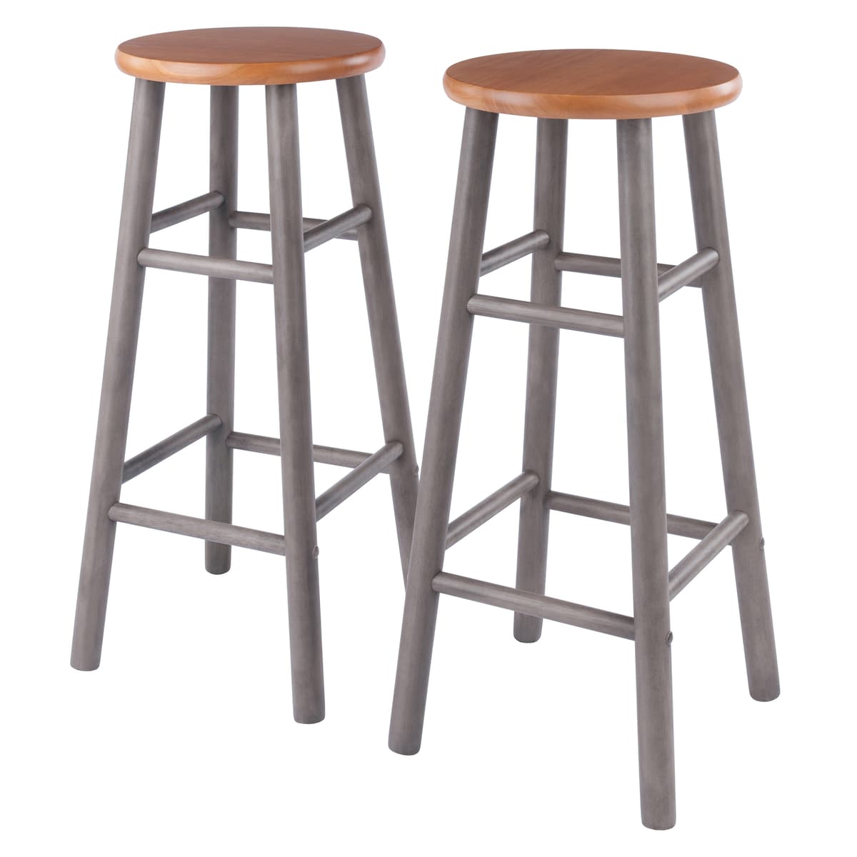 Huxton 2-Pc Bar Stool Set, Oyster Gray and Teak