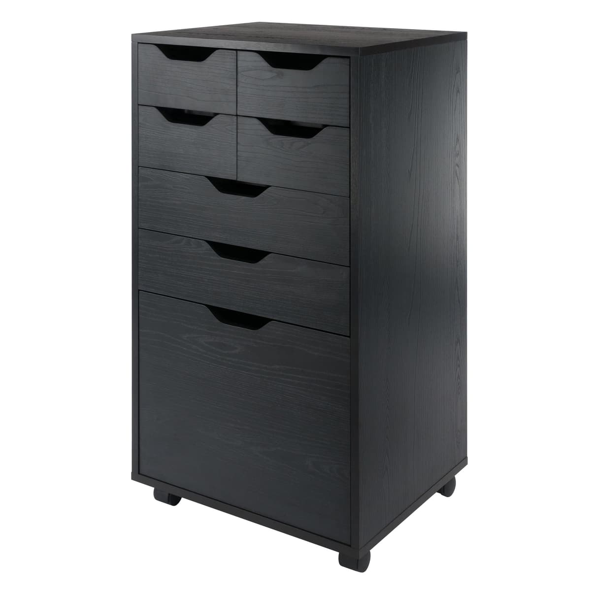 Halifax Bins & Drawers Multi-Storage Tall Mobile Cabinet, Black