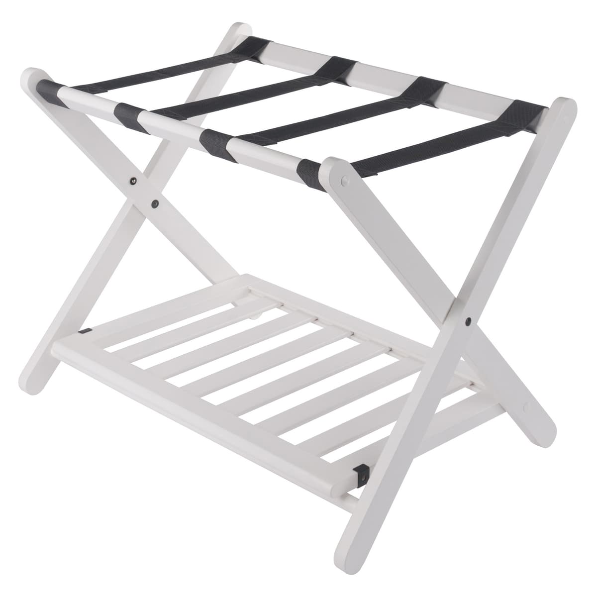 Reese Luggage Rack with Shelf, White