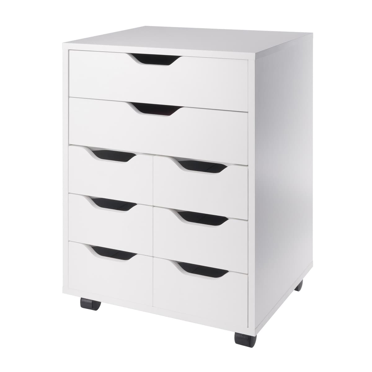 Norfolk 6 Bins, 2 Drawer Mobile Cabinet, White Finish