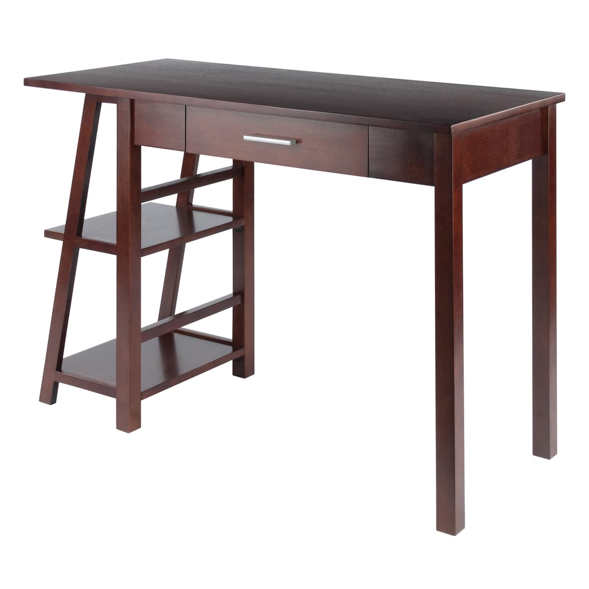 Aldric Writing Desk with Built-In Shelf, 44" Wide, Walnut
