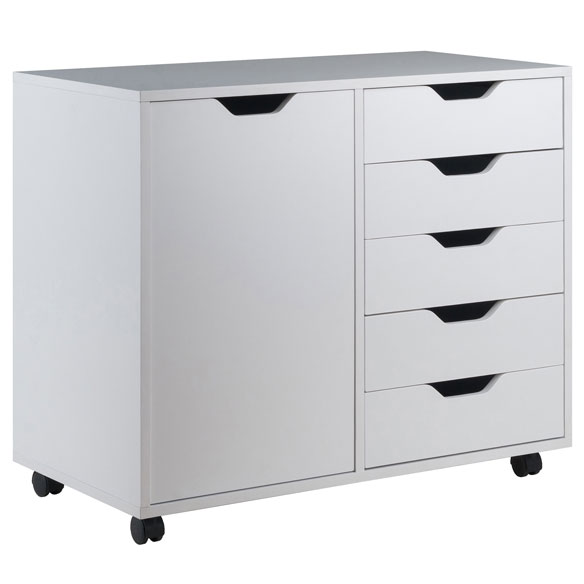 Halifax Wide Storage Cabinet, 5-Drawer, White 
