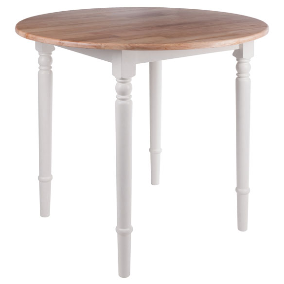Sorella Double Drop Leaf Dining Table, Natural and White