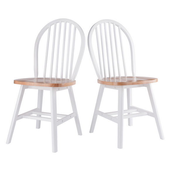 Windsor 2-Pc Chair Set, Natural and White