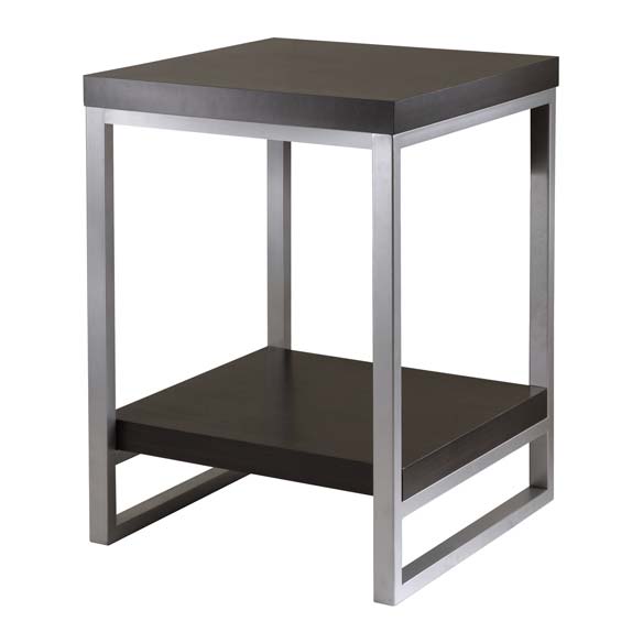 Jared End Table, Espresso and Slate Gray