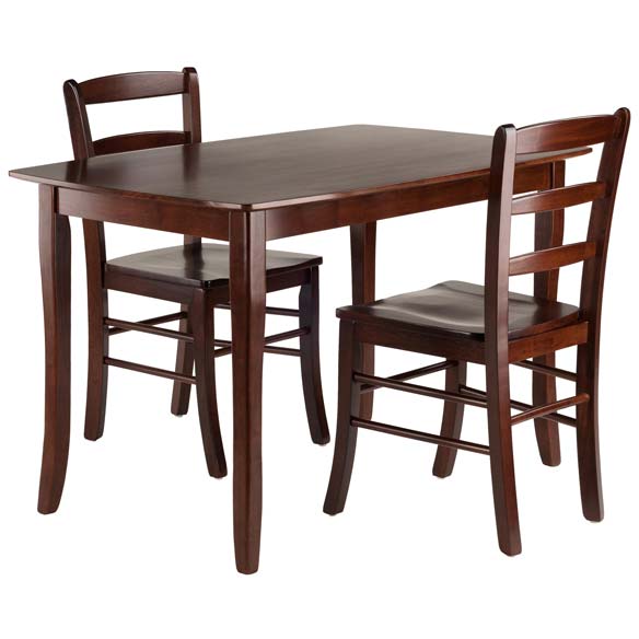 Inglewood 3-Pc Dining Table with 2 Ladder Back Chairs, Walnut