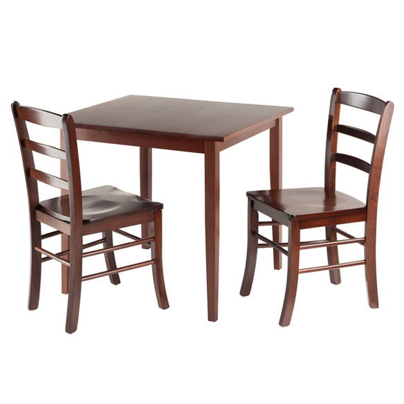 Groveland 3-Pc Dining Table with 2 Ladder Back Chairs, Walnut