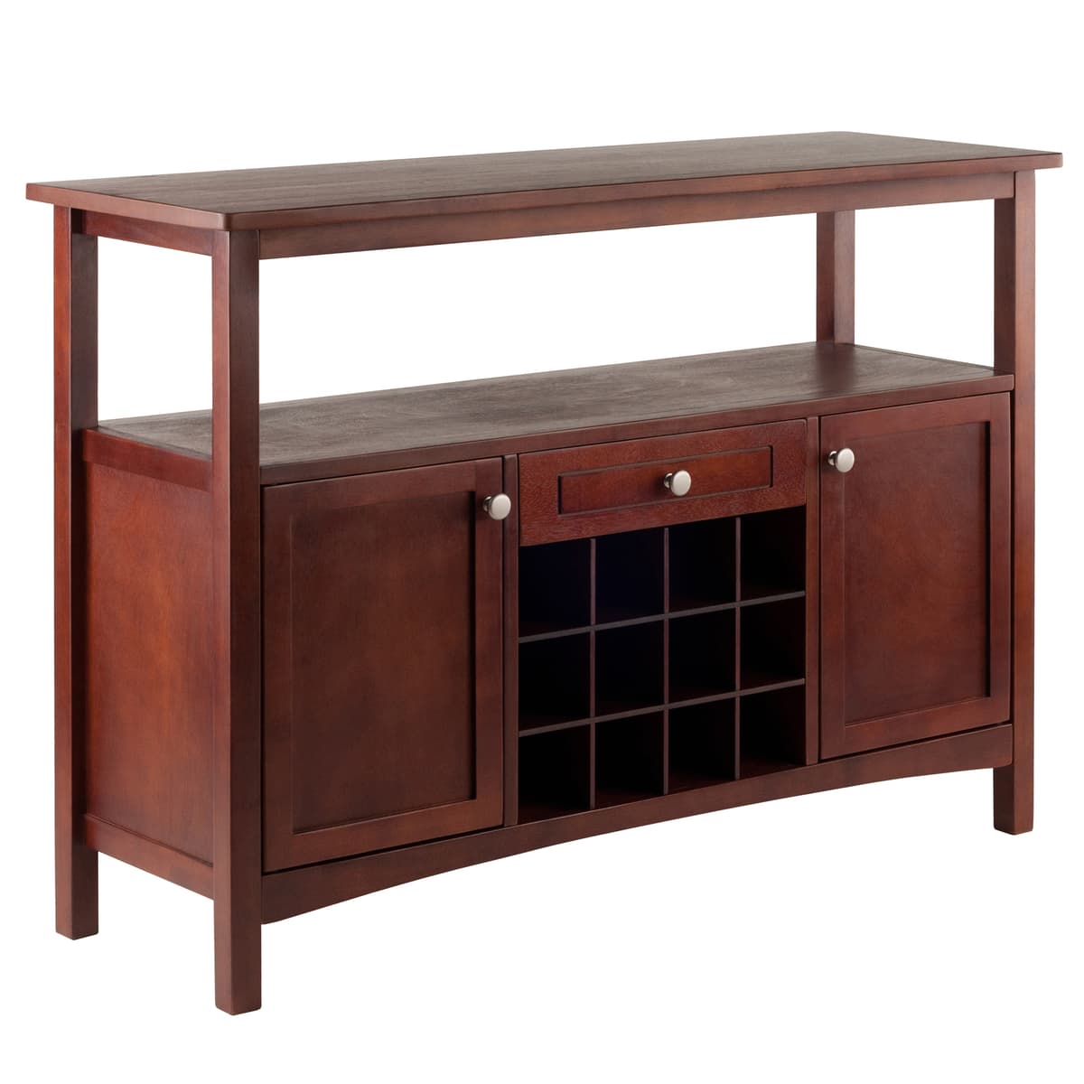 Colby Buffet Cabinet with 12-Bottle Wine Grid, 46" Wide, Walnut