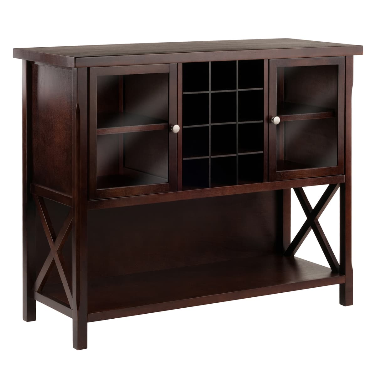 Xola Buffet Cabinet with 12-Bottle Wine Grid, 44" Wide, Cappuccino