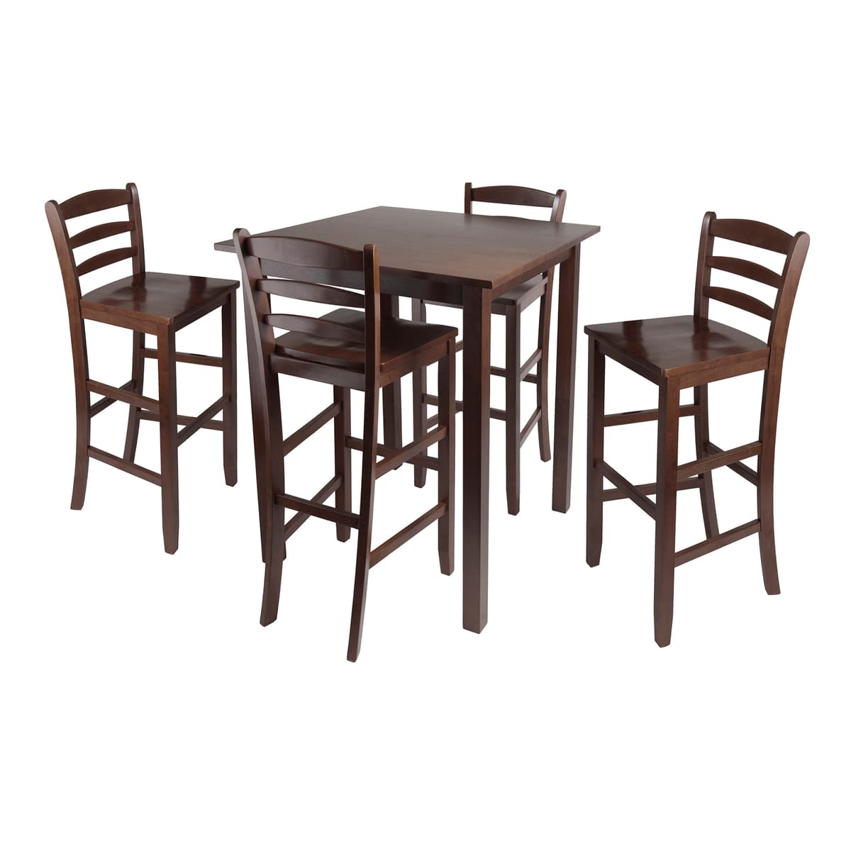 Parkland High Table with 4 Ladder-Back Stools, 39" High, 34" Wide, Walnut